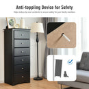 6 Drawers Chest Dresser Clothes Storage Bedroom Furniture Cabinet-Black