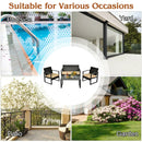4 Pieces Patio Rattan Furniture Set with Seat Cushions and Coffee Table by DirectDeals