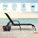 2 Pcs Outdoor Patio Lounge Chair Chaise Fabric with Adjustable Reclining Armrest-Brown by LJGDeals
