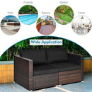 2 Pieces Patio Rattan Sectional Conversation Sofa Set-Beige by LJGDeals