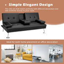 Convertible Folding Leather Futon Sofa with Cup Holders and Armrests by LJGDeals