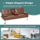 Convertible Folding Leather Futon Sofa with Cup Holders and Armrests by LJGDeals