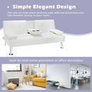 Convertible Folding Leather Futon Sofa with Cup Holders and Armrests by LJGDeals