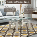 Rectangle Glass Coffee Table with Metal Legs for Living Room by LJGDeals