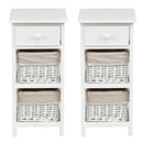 2 Pieces Bedroom Bedside End Table with Drawer Baskets-White by LJGDeals