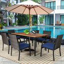 7Pcs Patio Rattan Cushioned Dining Set with Umbrella Hole by LJGDeals