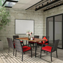 7Pcs Patio Rattan Cushioned Dining Set with Umbrella Hole by LJGDeals