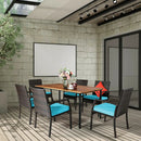 7Pcs Patio Rattan Cushioned Dining Set with Umbrella Hole by LJGDeals