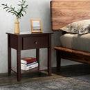 Nightstand with Drawer and Storage Shelf for Bedroom Living Room-Espresso by LJGDeals