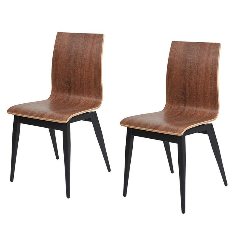 Set of 4 Kitchen Dining Room Chairs with Bentwood and Metal Legs Bistro, Brown