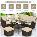 6 Pieces Patio Rattan Dining Sofa Funiture Set by LJGDeals