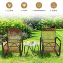 3 Pieces Patio Rattan Furniture Set with 2 Single Wicker Chairs and Glass Side Table by LJGDeals