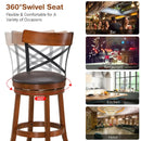Set of 2 Bar Stools 360-Degree Swivel Dining Bar Chairs with Rubber Wood Legs by LJGDeals