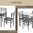 5 Pieces Dining Set with Tempered Glass Top Table and 4 Upholstered Chairs by LJGDeals