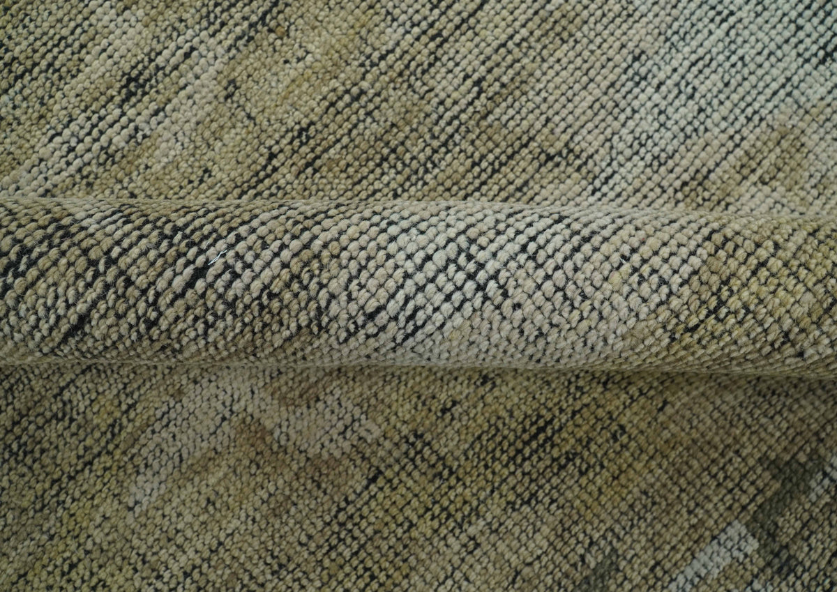 Brown and Silver Abstract Hand Knotted Custom Wool Area Rug - Contemporary Design, photo 7 of 11