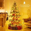 6.4 FT Rotating Christmas Tree 4-Tier Artificial Xmas Tree with 280 Branch Tips and 220 LED Lights by LJGDeals