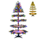 6.4 FT Rotating Christmas Tree 4-Tier Artificial Xmas Tree with 280 Branch Tips and 220 LED Lights by LJGDeals
