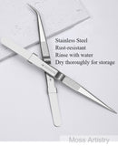 2 Pcs Set 6" Durable Stainless Steel Tweezer Set: Rust-resistant, Highly Elastic, Anti-static