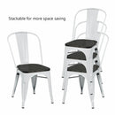 4 Pieces Tolix Style Metal Dining Side Chair Stackable Wood Seat by LJGDeals