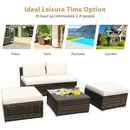 5 Pieces Patio Rattan Furniture Set with Cushioned Armless Sofa by LJGDeals