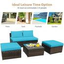 5 Pieces Patio Rattan Furniture Set with Cushioned Armless Sofa by LJGDeals