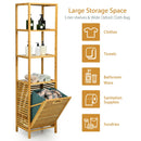 Bamboo Tower Hamper Organizer with 3-Tier Storage Shelves-Natural by LJGDeals