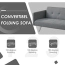 3 Seat Convertible Linen Fabric Futon Sofa with USB and Power Strip by LJGDeals