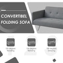 3 Seat Convertible Linen Fabric Futon Sofa with USB and Power Strip