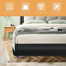 Full Size Faux Leather Upholstered Platform Bed Adjustable Headboard-Black by LJGDeals