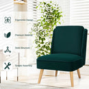 Velvet Accent Armless Side Chair with Rubber Wood Legs for Bedroom by LJGDeals