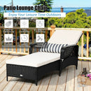 Patio Wicker Chaise Lounge Chair with Pillow and Adjustable Backrest with Cushion-Black by LJGDeals
