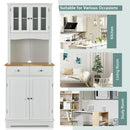 Kitchen Pantry Cabinet with Wood Top and Hutch-White by DirectDeals
