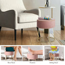 Round Velvet Footrest Stool Ottoman with Non-Slip Foot Pads for Bedside by LJGDeals