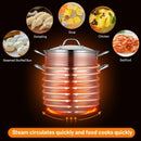2-Tier Steamer Pot Saucepot Stainless Steel with Tempered Glass Lid by LJGDeals