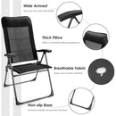 2 Pcs Portable Patio Folding Dining Chairs with Headrest Adjust for Camping -Black by LJGDeals