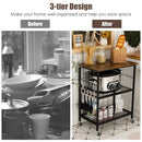 3-Tier Kitchen Serving Cart Utility Standing Microwave Rack with Hooks by LJGDeals