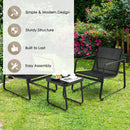 3 Pieces Patio Bistro Furniture Set with Glass Top Table Garden Deck-Black by LJGDeals