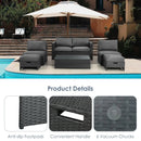 6 Pieces Patio Rattan Furniture Set with Glass Table and Cushioned Seat-Gray by LJGDeals
