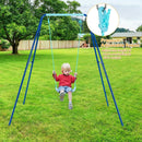 Outdoor Kids Swing Set with Heavy-Duty Metal A-Frame and Ground Stakes by LJGDeals