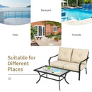 2 Pieces Patio Outdoor Cushioned Sofa Bench with Coffee Table-Beige by LJGDeals