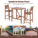 3 Pieces Acacia Wood Patio Bar Set with Sunflower Patterned Backrest by LJGDeals