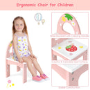 Kids Vanity Princess Makeup Dressing Table Chair Set with Tri-fold Mirror-Pink