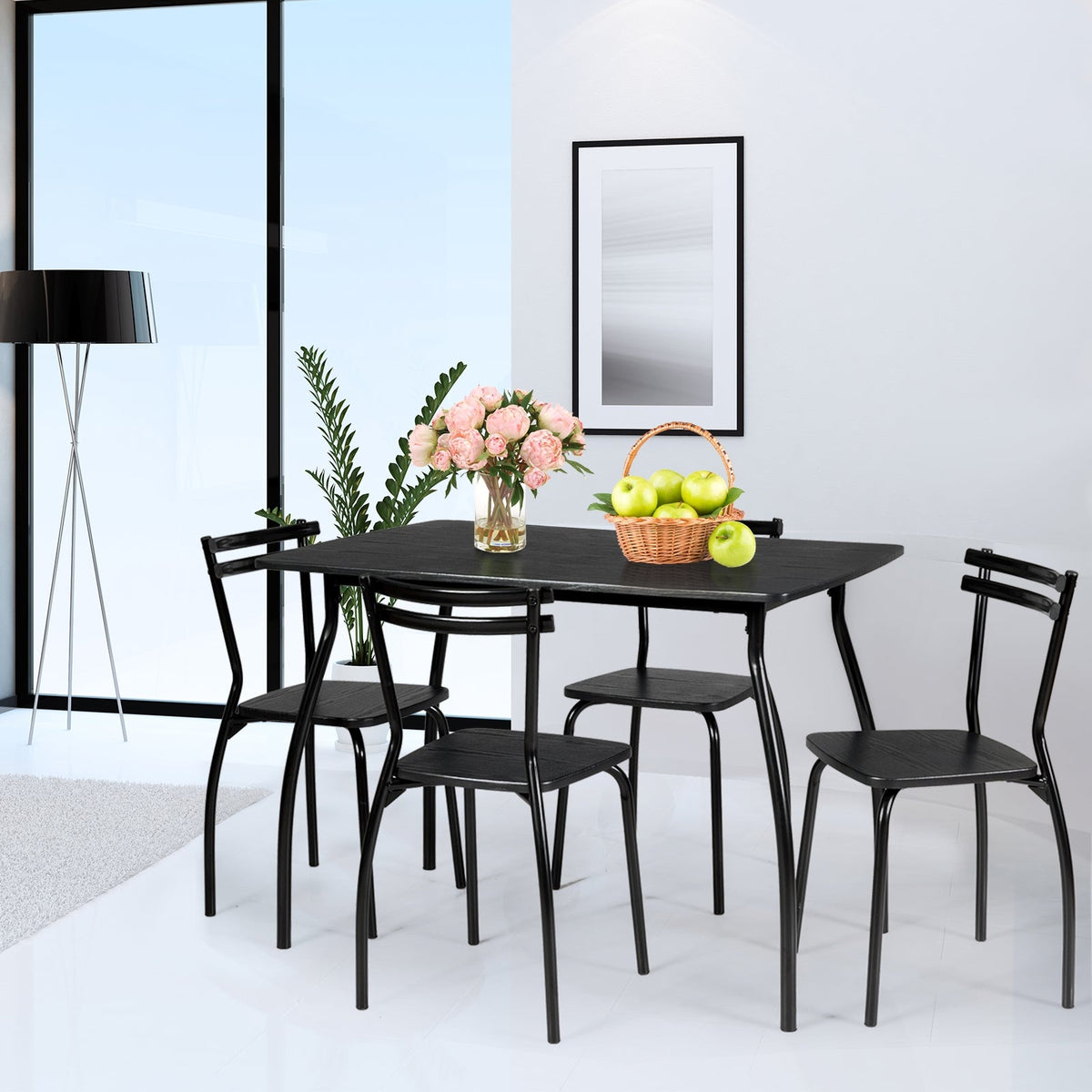 5 Pieces Dining Table Set with 4 Chairs and Backrests, photo 7 of 8