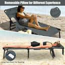 Folding Beach Lounge Chair with Pillow for Outdoor-Gray by DirectDeals