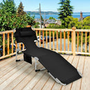 Folding Beach Lounge Chair with Pillow for Outdoor-Black by DirectDeals