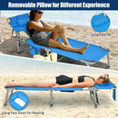 Folding Beach Lounge Chair with Pillow for Outdoor-Blue by LJGDeals