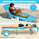 Folding Beach Lounge Chair with Pillow for Outdoor-Turquoise by LJGDeals