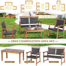 4 Pieces Outdoor Patio Rattan Furniture Sofa Set with Acacia Wood Frame by LJGDeals