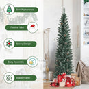 Snowy Artificial Pencil Christmas Tree with Pine Cones by LJGDeals
