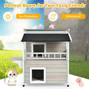 2-Story Wooden Patio Luxurious Cat Shelter House Condo with Large Balcony by LJGDeals